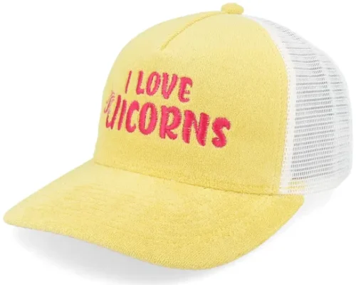 I Love Unicorns Terry Yellow A-frame Trucker