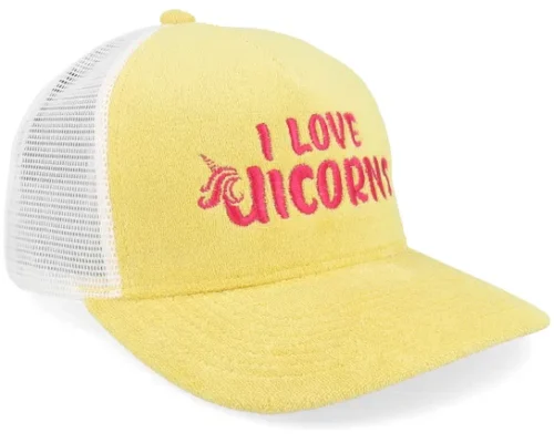 I Love Unicorns Terry Yellow A-frame Trucker