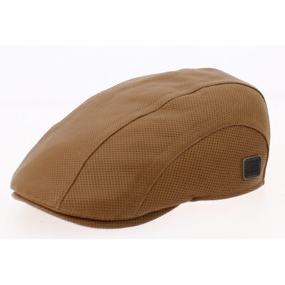 Leather Camel Flat Cap
