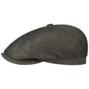 Linen Chevron Olive Newsboy Cap
