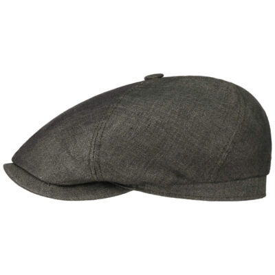 Linen Chevron Olive Newsboy Cap