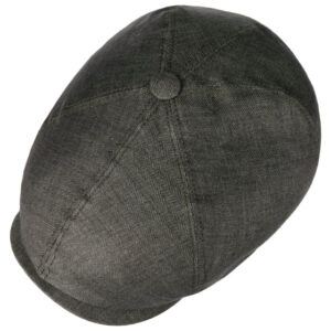 Linen Chevron Olive Newsboy Cap
