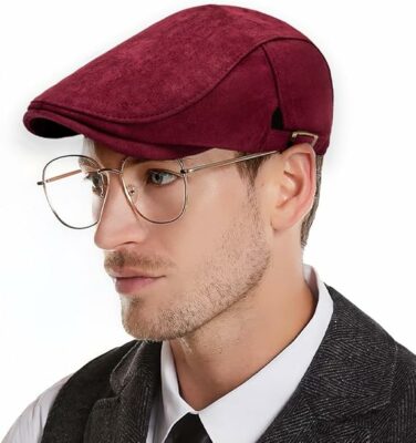 Mens Adjustable Cabbie Flat Cap