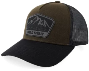 Mountain Explorer Black Patch Wide Blank BrownBlack A-frame Trucker