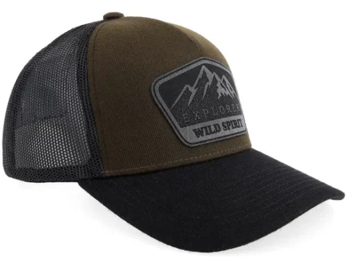 Mountain Explorer Black Patch Wide Blank BrownBlack A-frame Trucker