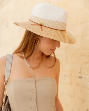 Raffia Blend Fedora Hat - Natural White