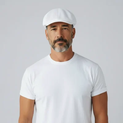 White Summer Flat Cap