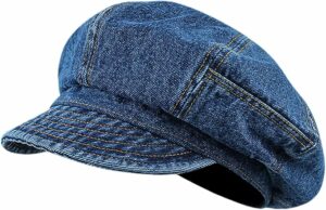 Women Cabbie Flat Denim Bakerboy Cap