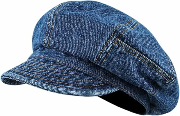 Women Cabbie Flat Denim Bakerboy Cap