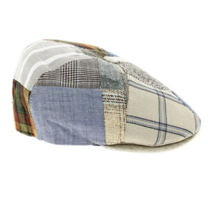 6-Panel Autumn Patchwork Linen Flat Cap