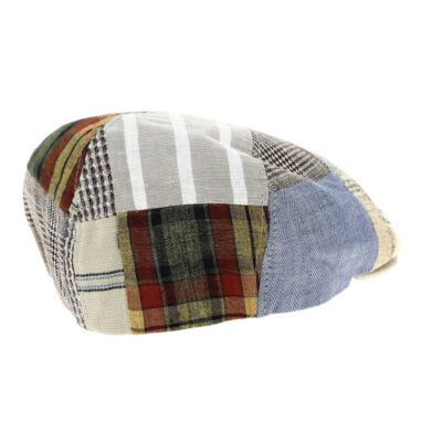 6-Panel Autumn Patchwork Linen Flat Cap
