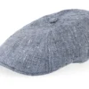 8-panel SilkLinen Herringbone Blue Flat Cap