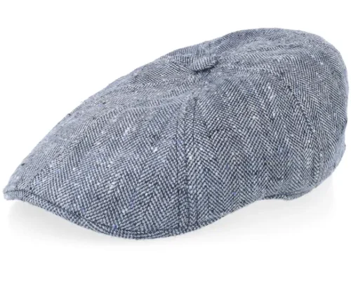 8-panel SilkLinen Herringbone Blue Flat Cap