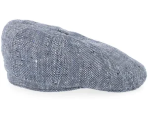 8-panel SilkLinen Herringbone Blue Flat Cap