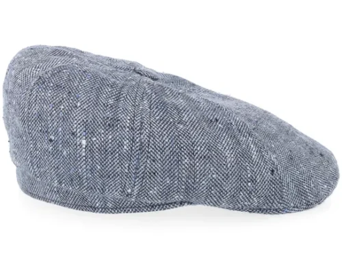 8-panel SilkLinen Herringbone Blue Flat Cap