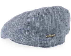 8-panel SilkLinen Herringbone Blue Flat Cap
