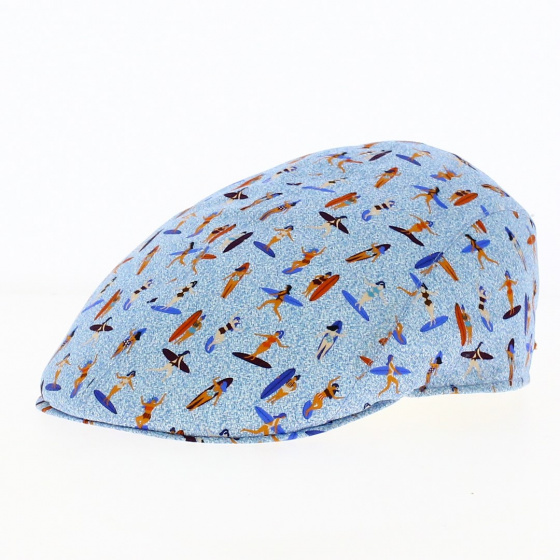 Blue Cotton Surf Flat Cap
