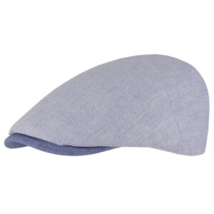 Blue Linen & Cotton Flat Cap