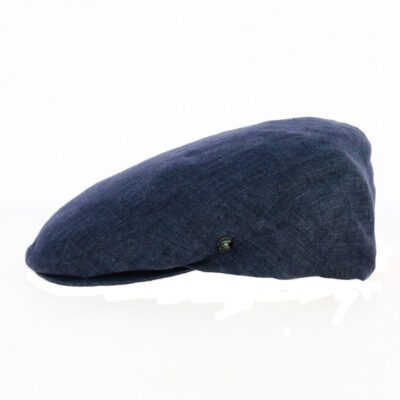 Blue Linen Flat Cap