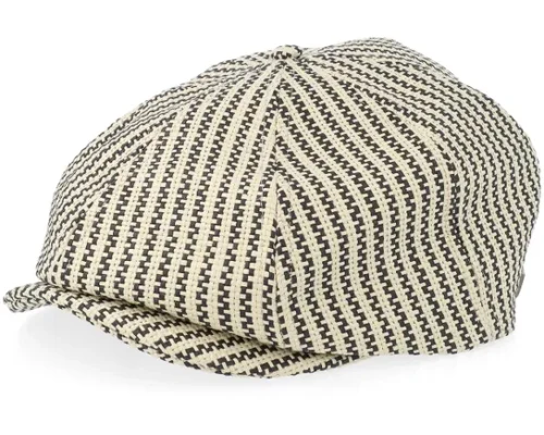 Brood Low Cap NaturalBlack Straw Flat Cap
