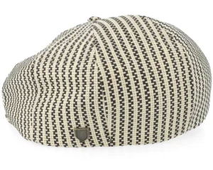 Brood Low Cap NaturalBlack Straw Flat Cap