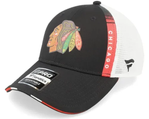 Chicago Blackhawks Authentic Pro Draft Podium BlackWhite Trucker Cap