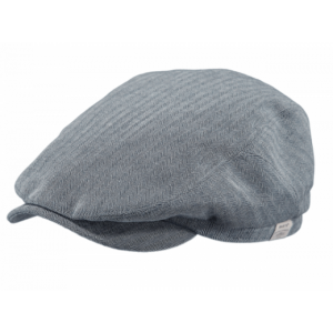 Cotton Blue Herringbone Flat Cap