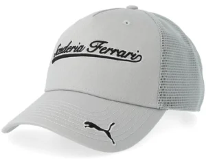Ferrari F1 26 Script Puma Flat Grey A-Frame Trucker Cap
