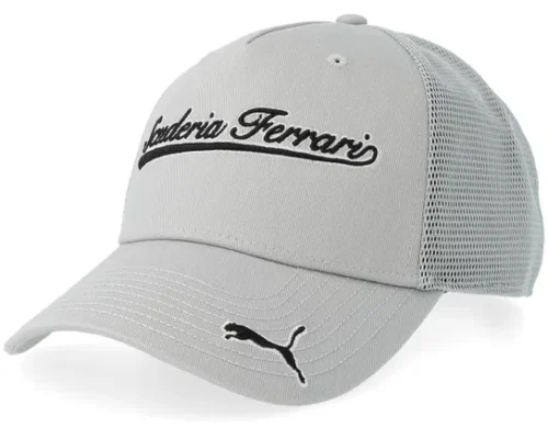 Ferrari F1 26 Script Puma Flat Grey A-Frame Trucker Cap