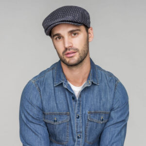 Grey-Blue Linen Flat Cap