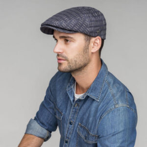 Grey-Blue Linen Flat Cap
