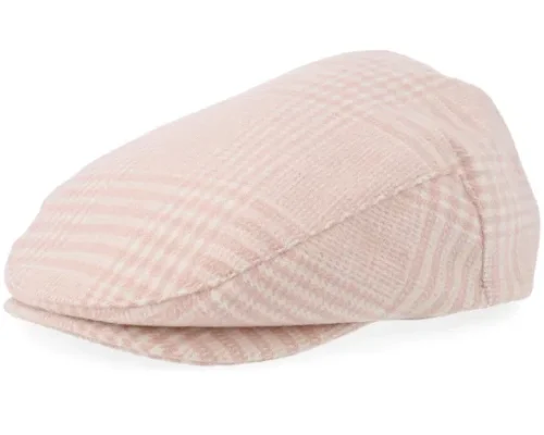 Hooligan Low Cap Soft Pink Houndstooth Flat Cap