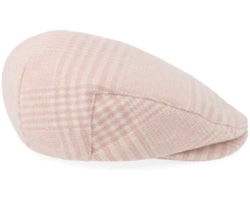 Hooligan Low Cap Soft Pink Houndstooth Flat Cap