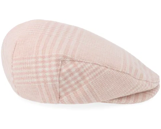 Hooligan Low Cap Soft Pink Houndstooth Flat Cap
