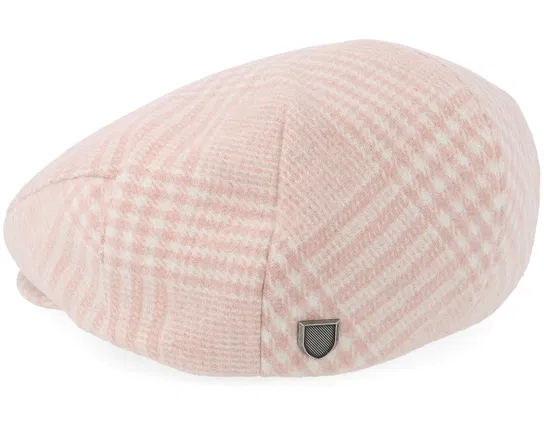 Hooligan Low Cap Soft Pink Houndstooth Flat Cap