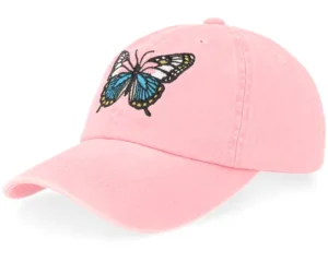 Kids Butterfly Colorful Pink Pigment Washed Dad Cap