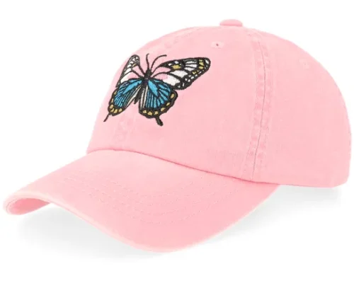 Kids Butterfly Colorful Pink Pigment Washed Dad Cap