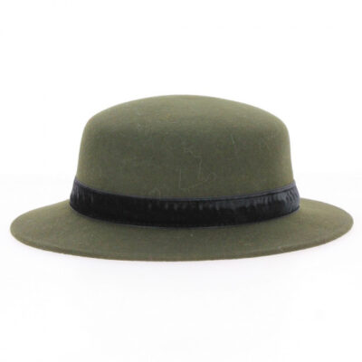 Kids Felt Boater Army Green Hat