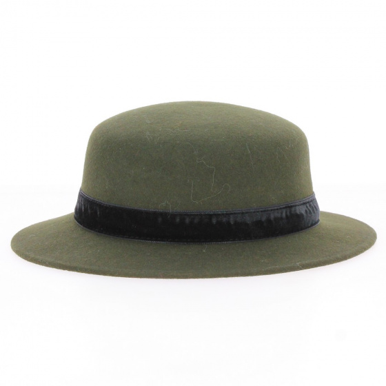 Kids Felt Boater Army Green Hat