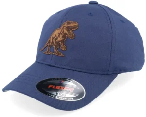 Kids T-rex Dino Brown Patch Navy Stretch Fit Cap