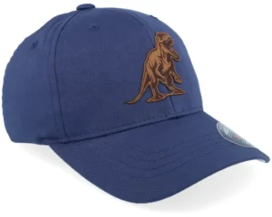 Kids T-rex Dino Brown Patch Navy Stretch Fit Cap