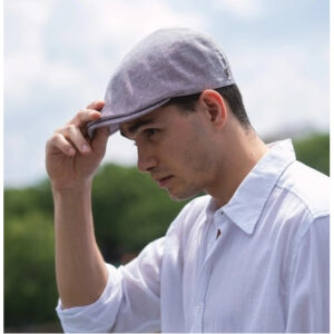 Linen Flat Cap Blue