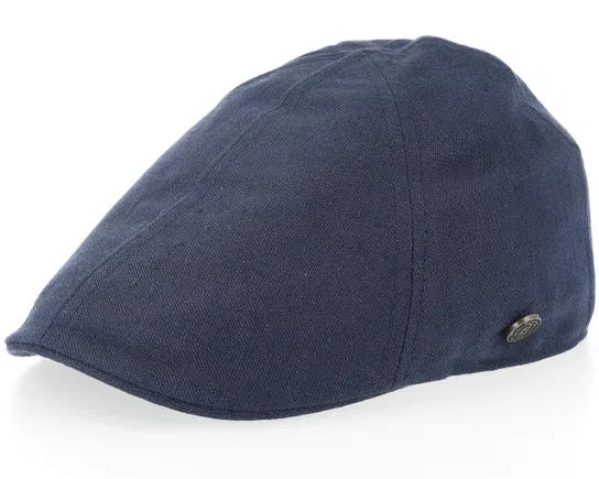 Linen Navy Flat Cap