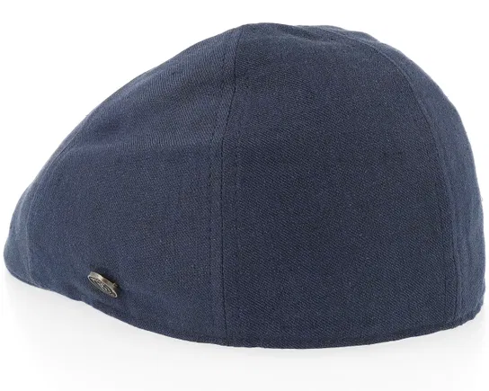 Linen Navy Flat Cap