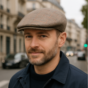 Men Cotton Beige Flat Cap