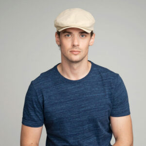Men Cotton Flat Cap Beige