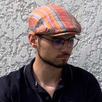 Multicolored Striped Flat Cap in Linen
