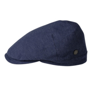 Navy Blue Linen Flat Cap