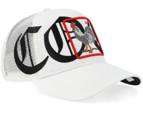 Old English Cock White Trucker Cap