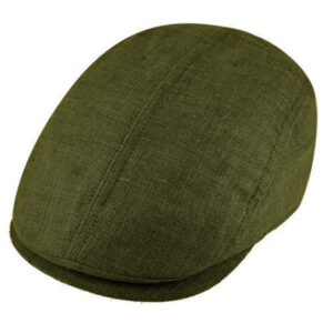 Prato Linen Khaki Flat Cap